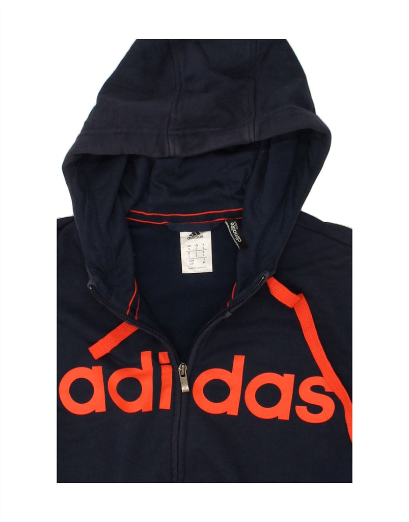 ADIDAS Mens Graphic Zip Hoodie Sweater Small Navy Blue Cotton | Vintage Adidas | Thrift | Second-Hand Adidas | Used Clothing | Messina Hembry 