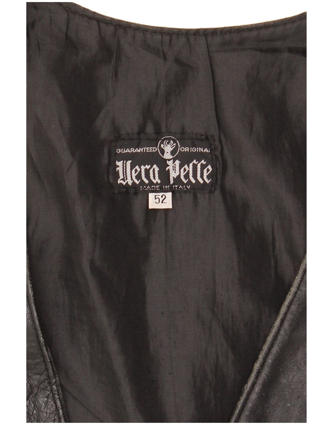 VINTAGE Mens Leather Waistcoat IT 52 Large Black Leather