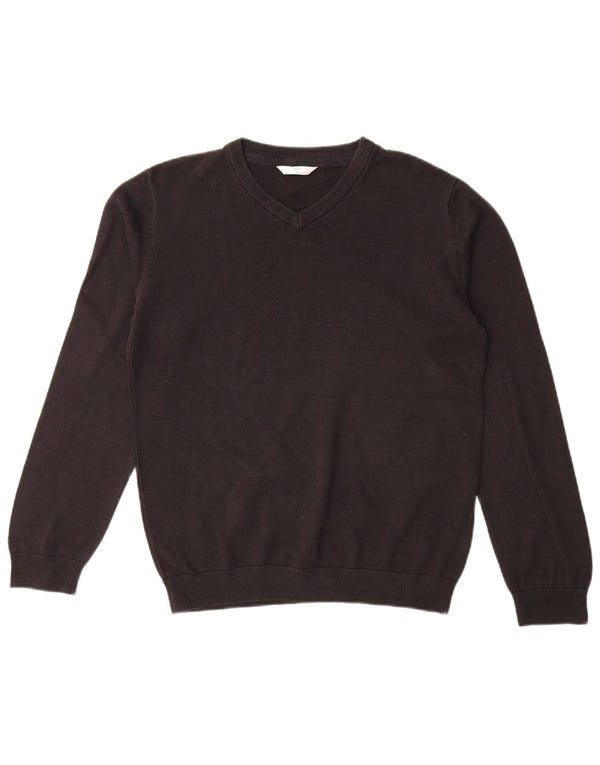 Marks & Spencer Boys V-Neck Jumper Sweater 14-15 Years Black Cotton