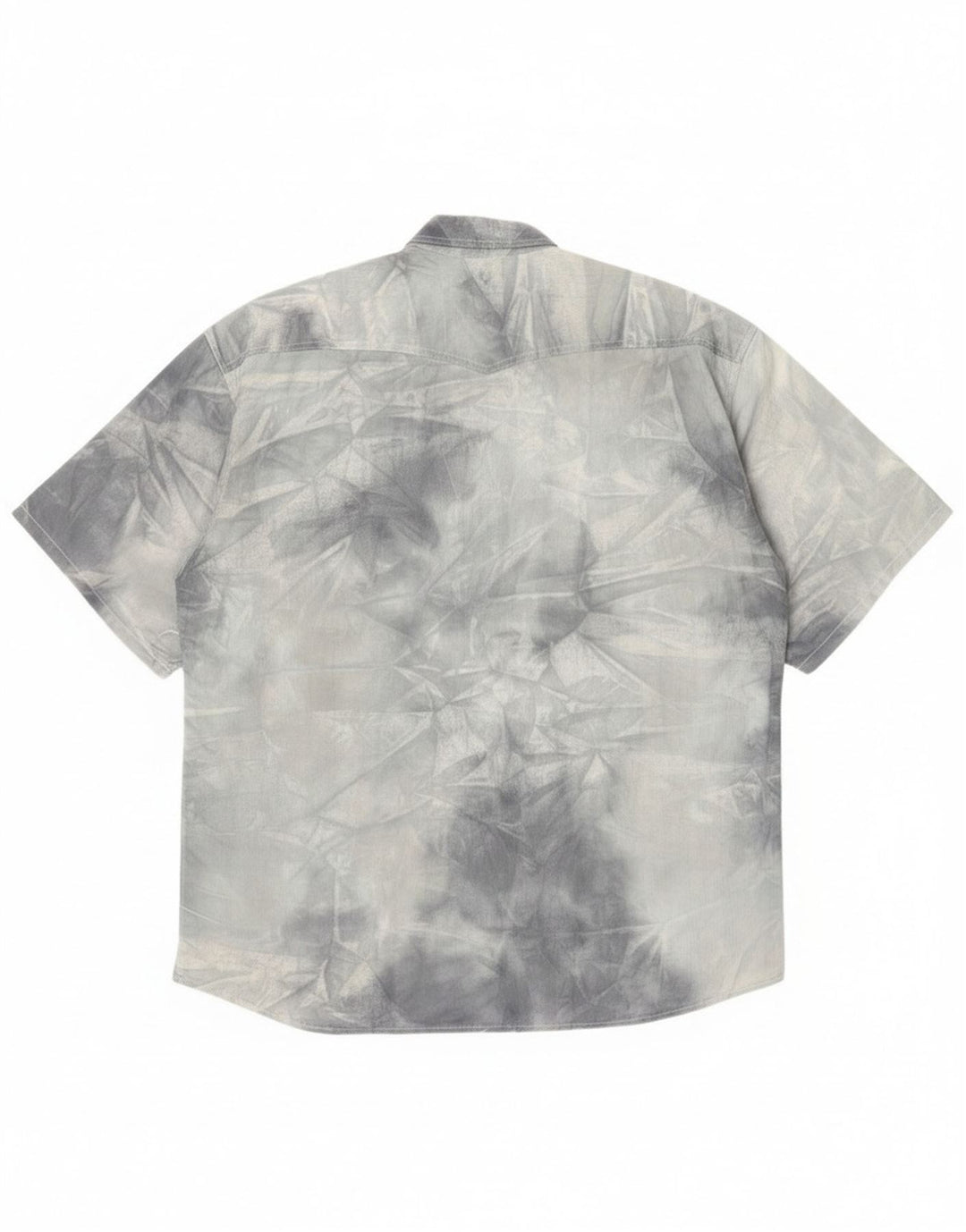 Vintage Mens Short Sleeve Shirt Large Grey Tie Dye Cotton