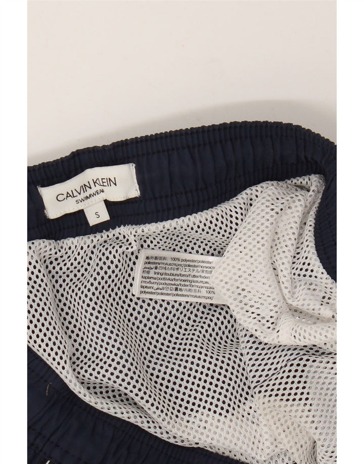 Calvin Klein Mens Graphic Swimming Shorts Small Navy Blue Polyester