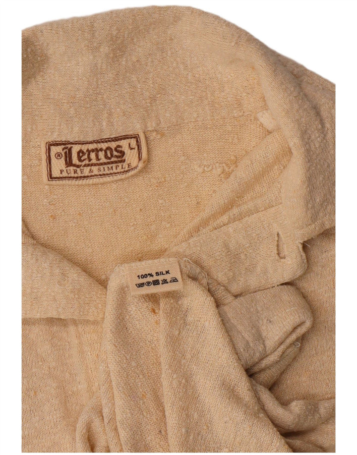 Lerros Mens Short Sleeve Polo Shirt Large Beige Silk
