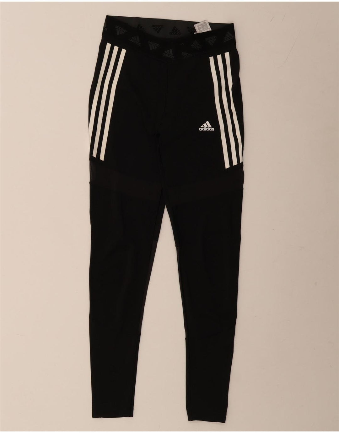 ADIDAS Womens Aeroready Graphic Leggings UK 12/14 Medium  Black Polyester