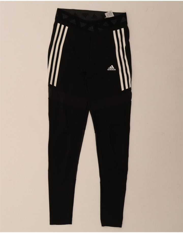 ADIDAS Womens Aeroready Graphic Leggings UK 12/14 Medium  Black Polyester