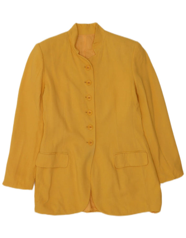 Hobbs Womens Marilyn Anselm 6 Button Blazer Jacket UK 12 Medium Yellow Silk
