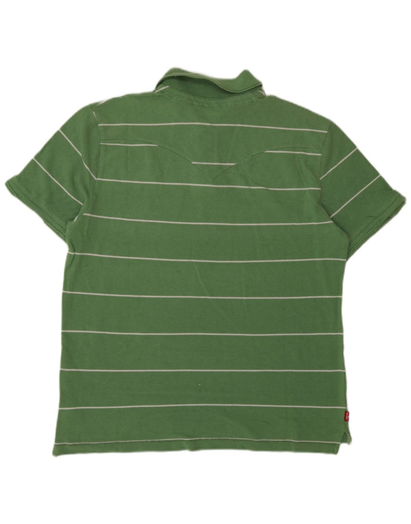Levi's Mens Graphic Polo Shirt Large Green Striped Cotton