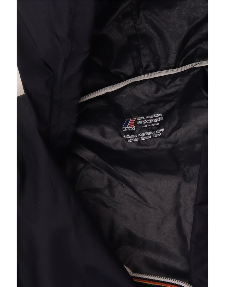 K-Way Mens Hooded Rain Jacket UK 36 Small Navy Blue Polyamide