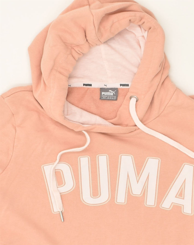 PUMA Womens Graphic Hoodie Jumper UK 10 Small  Orange Cotton | Vintage Puma | Thrift | Second-Hand Puma | Used Clothing | Messina Hembry 