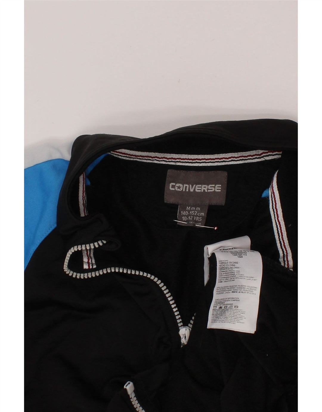 CONVERSE Boys Tracksuit Top Jacket 10-11 Years Medium Black Colourblock