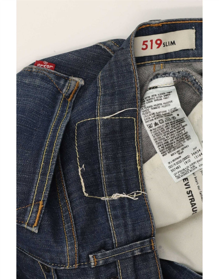 Levi's Mens 519 Slim Jeans W34 L34 Blue Cotton