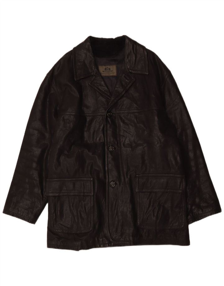 Brooklyn Mens Leather Jacket UK 44 2XL Black