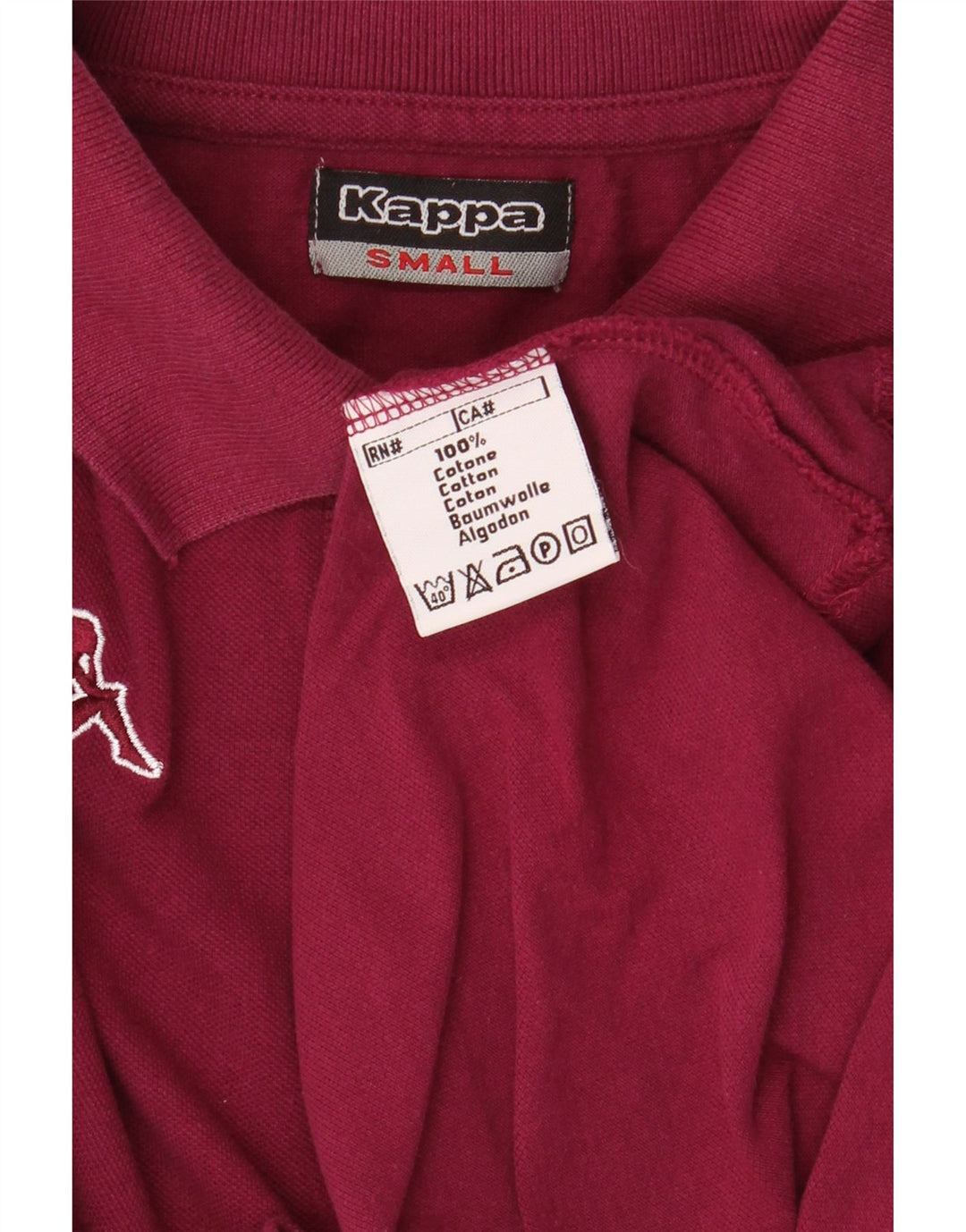 Kappa Mens Polo Shirt Small Burgundy Cotton