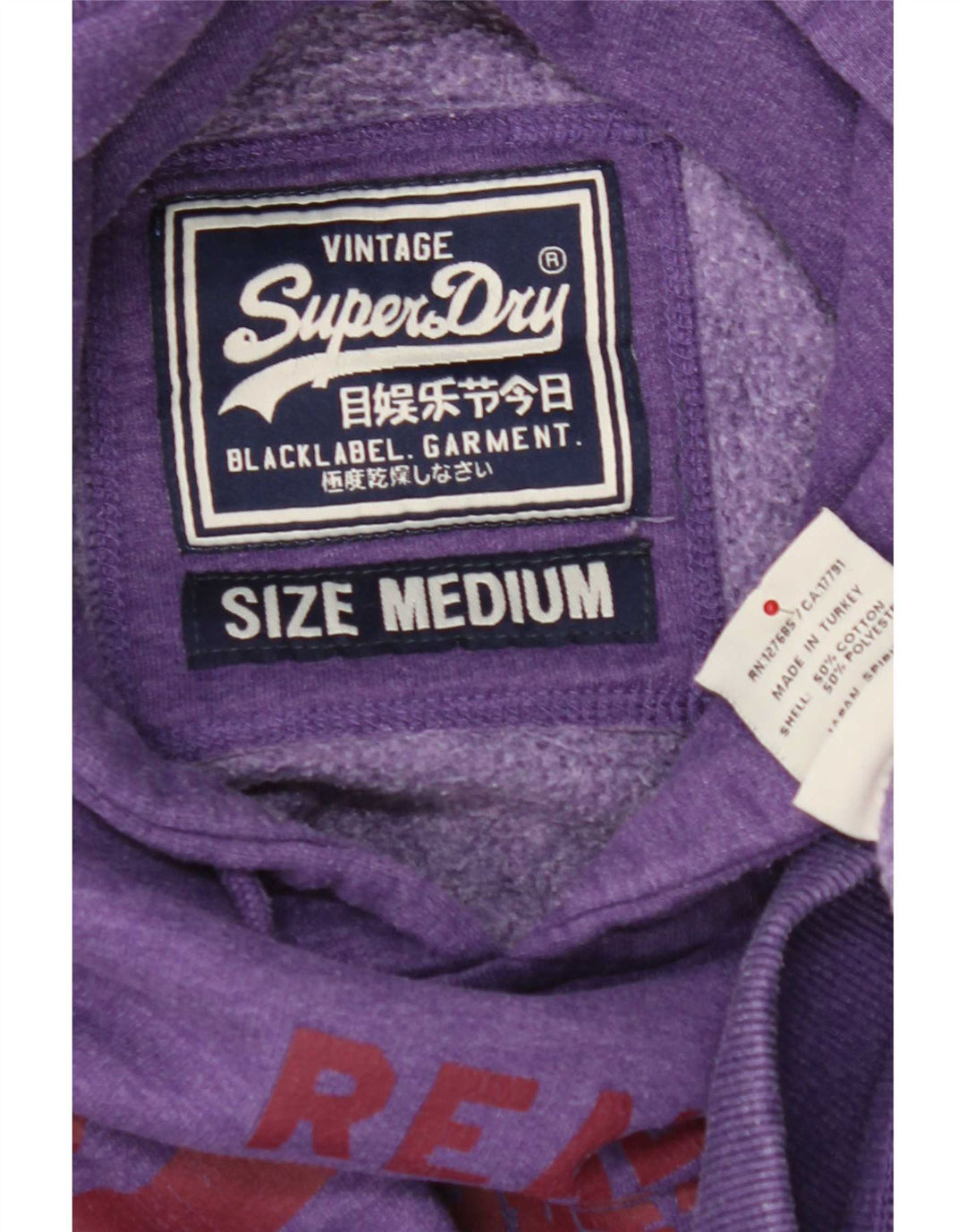Superdry Mens Graphic Hoodie Jumper Medium Purple Cotton
