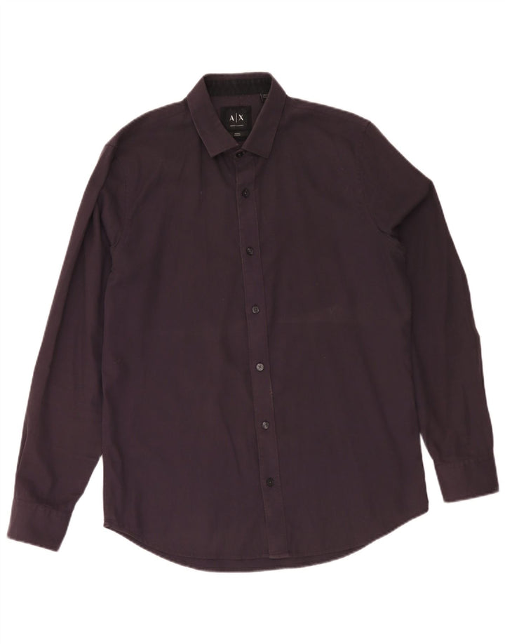 Armani Exchange Mens Regular Fit Shirt Medium Black Cotton