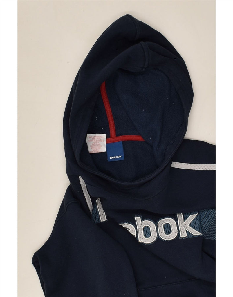 REEBOK Boys Graphic Hoodie Jumper 11-12 Years Black Cotton | Vintage Reebok | Thrift | Second-Hand Reebok | Used Clothing | Messina Hembry 