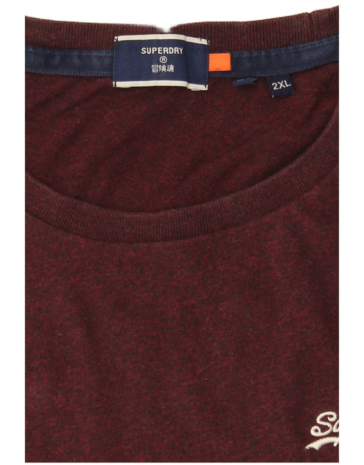 Superdry Mens Graphic T-Shirt Top 2XL Burgundy