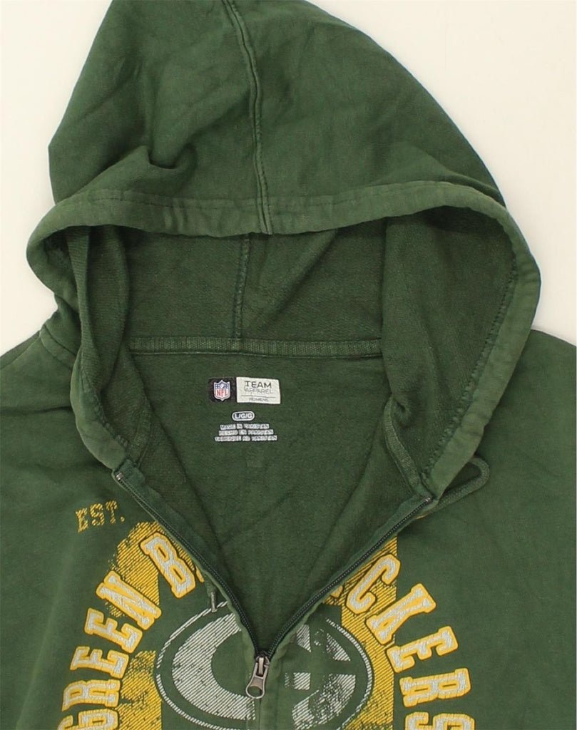 NFL Womens Graphic Zip Hoodie Sweater UK 16 Large Green Cotton | Vintage NFL | Thrift | Second-Hand NFL | Used Clothing | Messina Hembry 