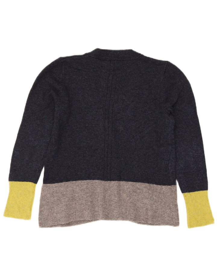 White Stuff Womens Cardigan Sweater UK 12 Medium Navy Blue Colourblock