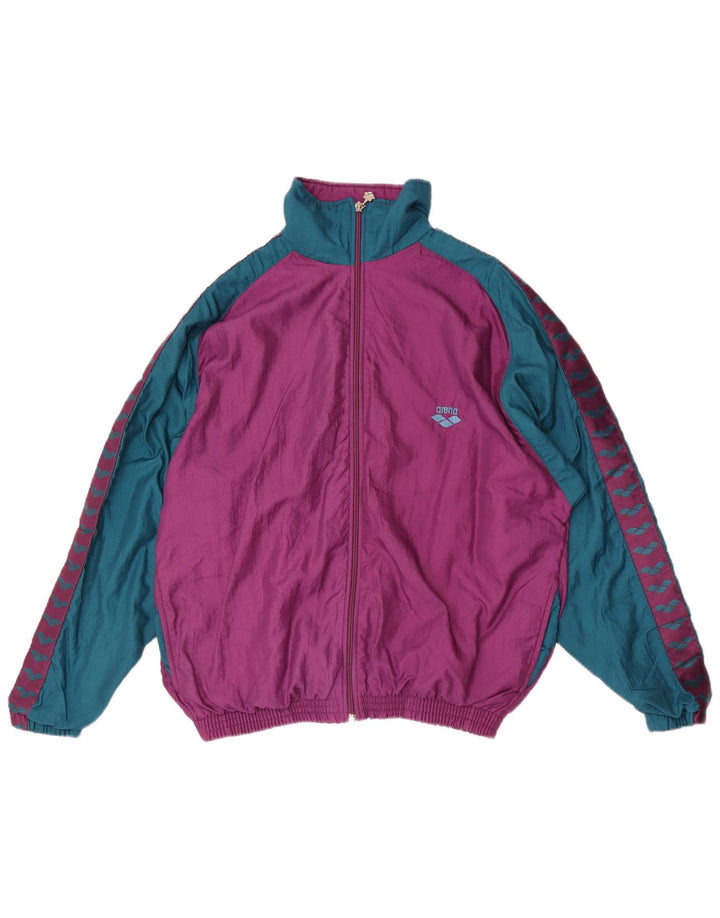 Arena Mens Graphic Tracksuit Top Jacket Large Purple Colourblock