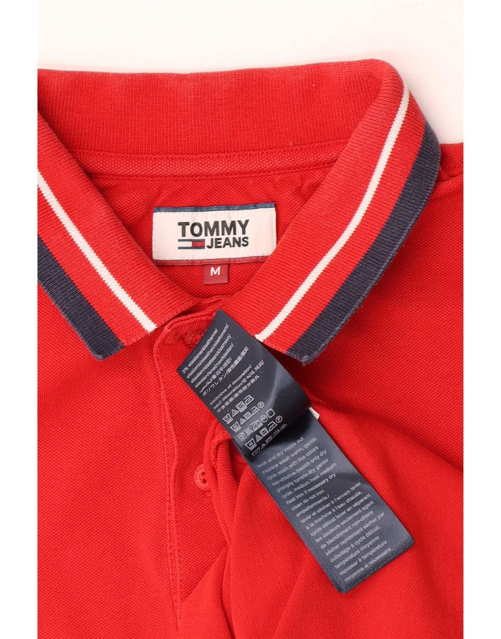 Tommy Hilfiger Mens Polo Shirt Medium Red Striped Cotton