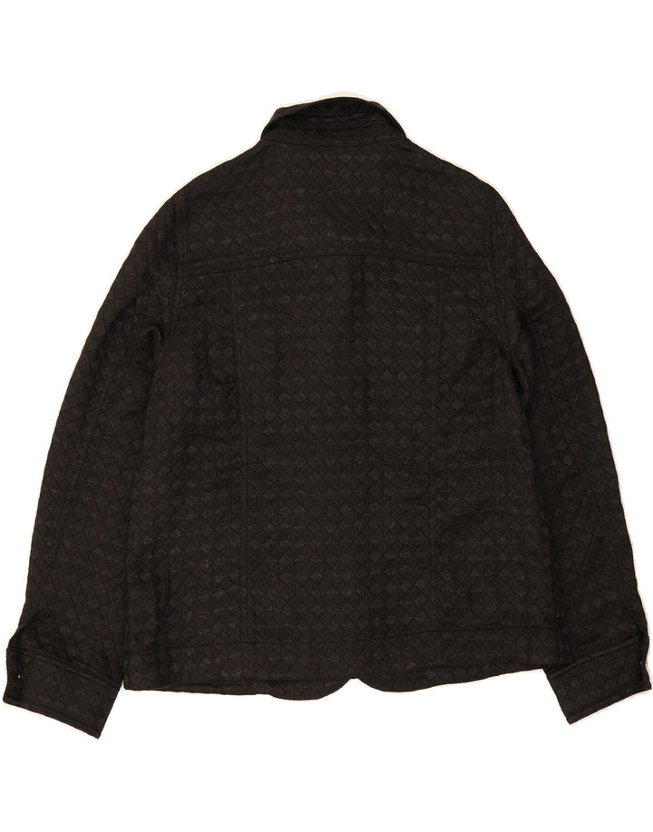 LAURA ASHLEY Womens Bomber Jacket UK 16 Large Black Check Polyester Vintage Laura Ashley and Second-Hand Laura Ashley from Messina Hembry 