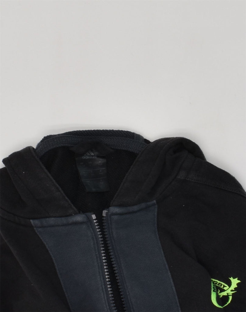 ADIDAS Boys Zip Hoodie Sweater 13-14 Years Black Colourblock Cotton | Vintage Adidas | Thrift | Second-Hand Adidas | Used Clothing | Messina Hembry 