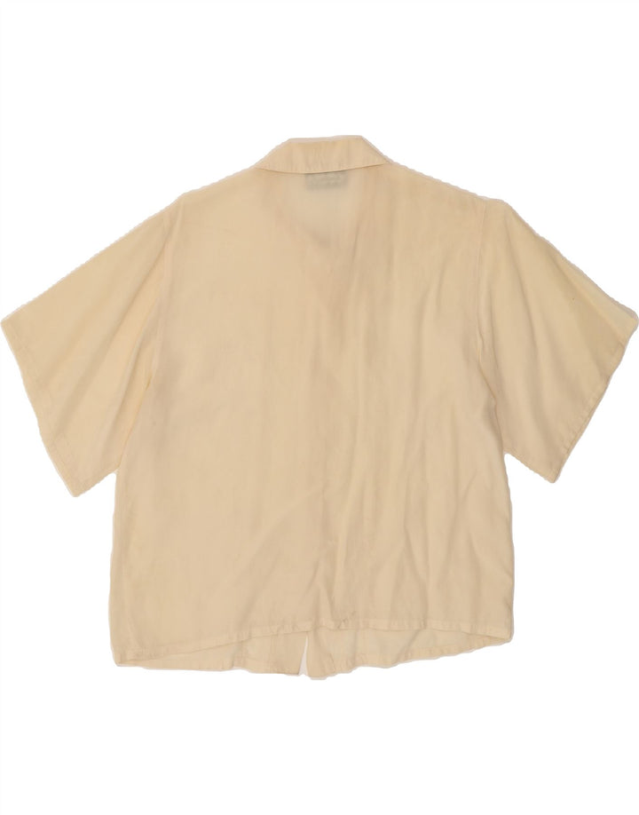 VINTAGE Womens Short Sleeve Shirt Blouse UK 12 Medium Off White Vintage Vintage and Second-Hand Vintage from Messina Hembry 