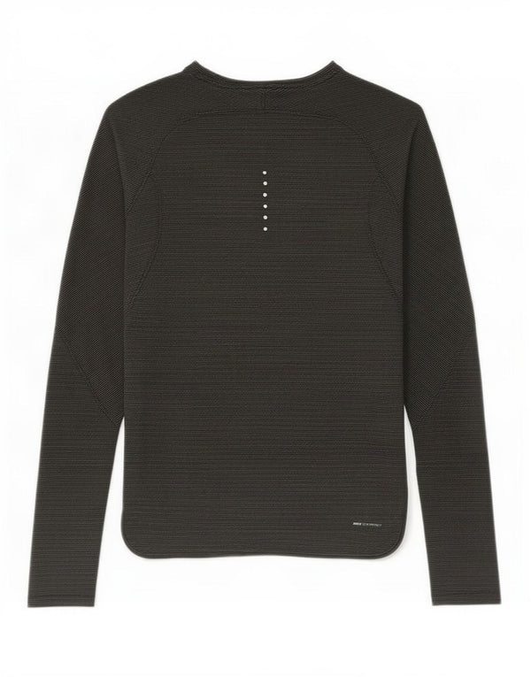 Nike Mens Top Long Sleeve Small Khaki Striped Polyester