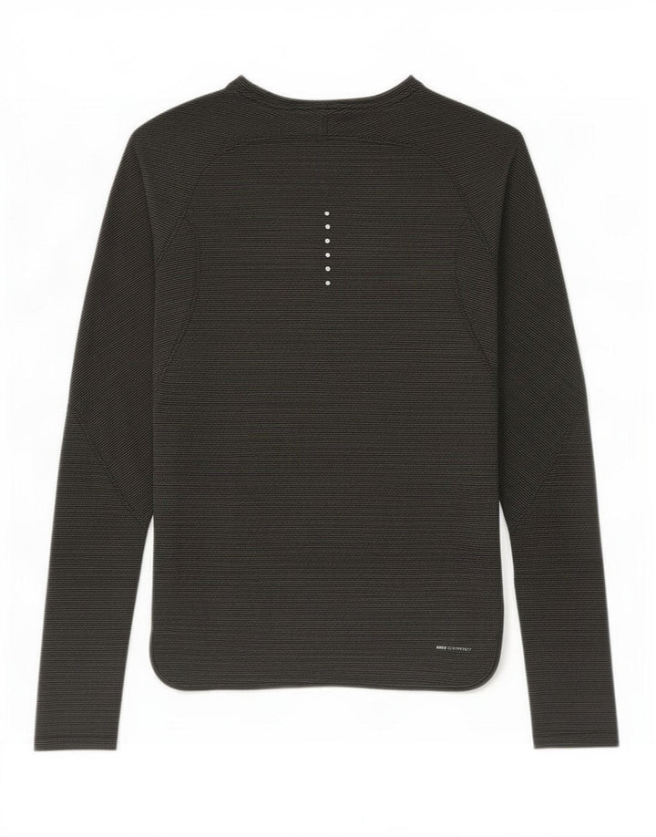 Nike Mens Top Long Sleeve Small Khaki Striped Polyester
