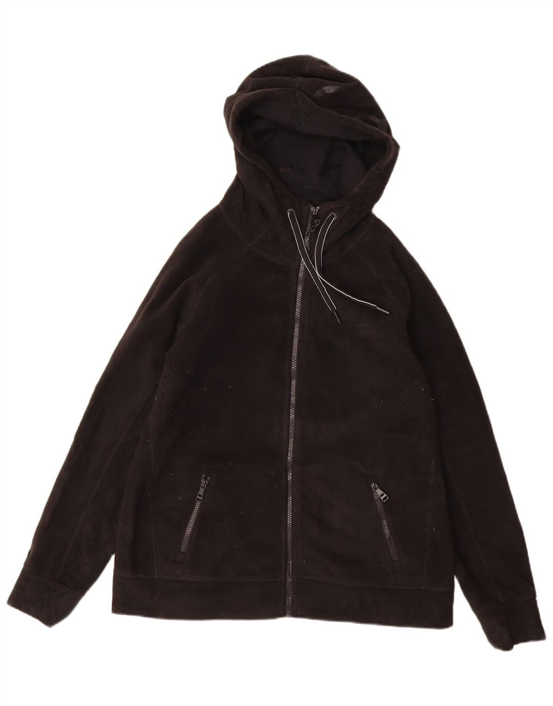 CALVIN KLEIN Womens Graphic Hooded Fleece Jacket UK 14 Medium Black