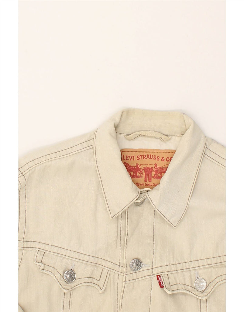 LEVI'S Womens Denim Jacket UK 8 Small Off White Cotton | Vintage Levi's | Thrift | Second-Hand Levi's | Used Clothing | Messina Hembry 