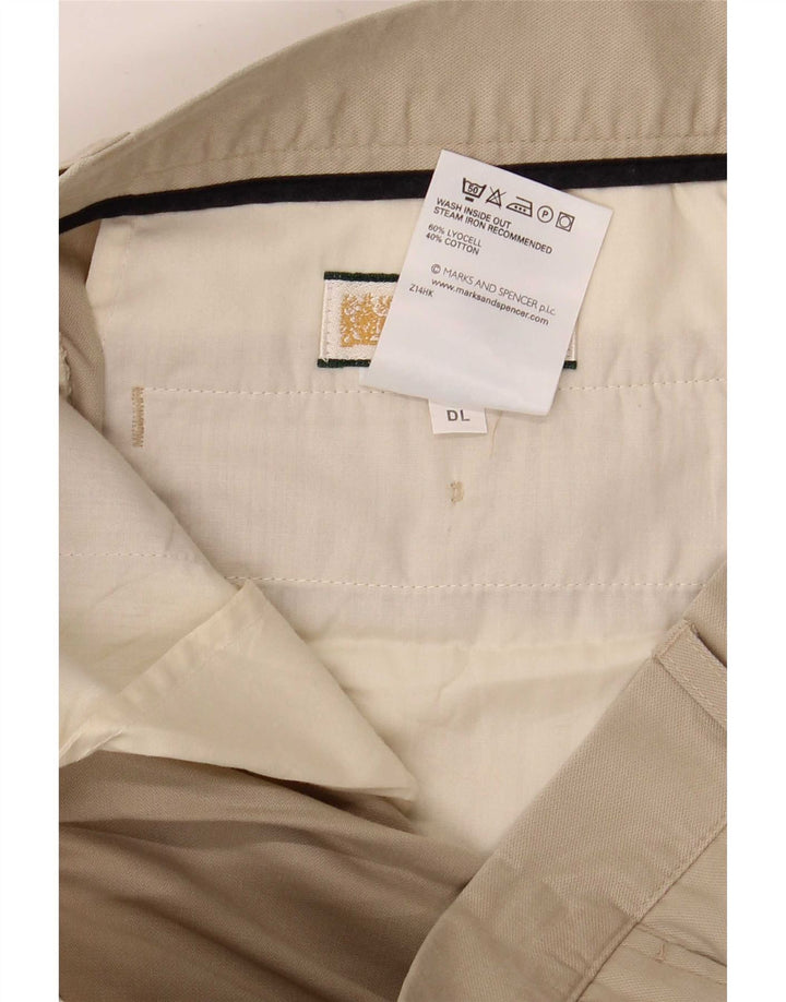 Marks & Spencer Mens Pegged Chino Trousers W34 L31 Beige Lyocell