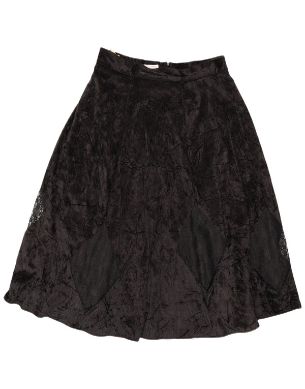 Citylife Womens Velour A-Line Skirt IT 42 Medium W28 Black Argyle/Diamond