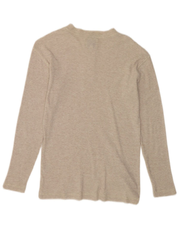 Gas Mens Top Long Sleeve Small Beige Flecked Cotton