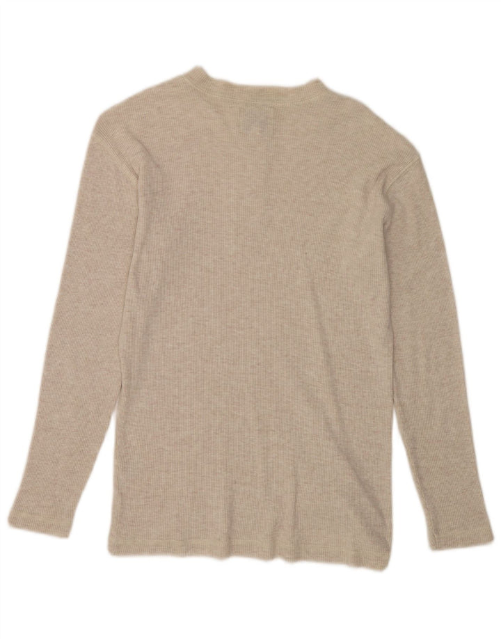 Gas Mens Top Long Sleeve Small Beige Flecked Cotton