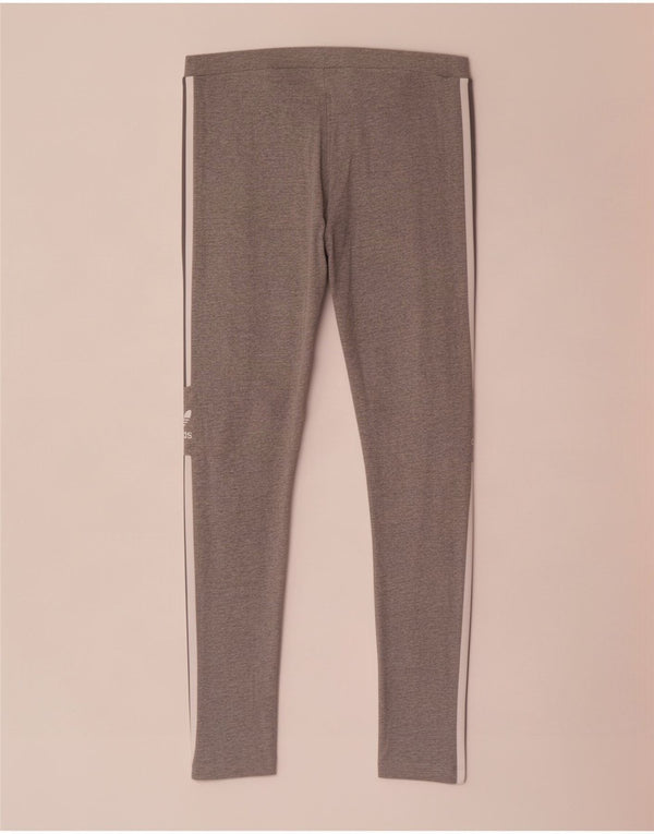 Adidas Womens Leggings UK 14 Medium Grey Cotton