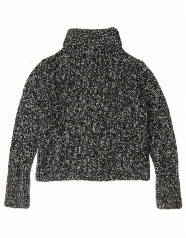 Gap Womens Oversized Roll Neck Jumper Sweater UK 10 Small Black Flecked