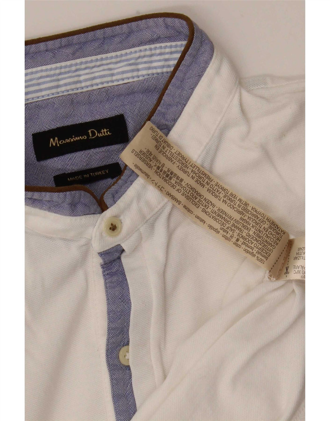 Massimo Dutti Mens Polo Shirt Medium White Cotton