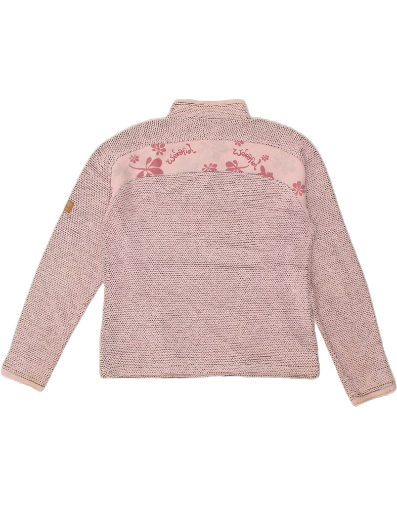 WEIRD FISH Womens Zip Neck Sweatshirt Jumper UK 14 Medium Pink Cotton Vintage Weird Fish and Second-Hand Weird Fish from Messina Hembry 
