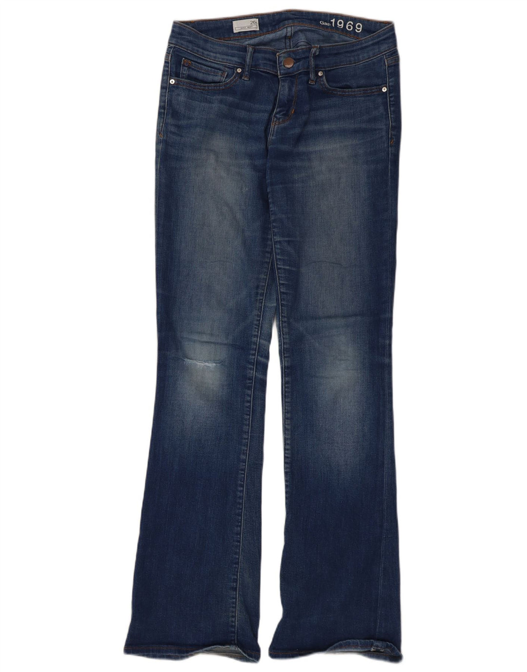 Gap Womens Sexy Distressed Bootcut Jeans W26 L31 Blue Cotton