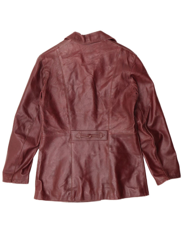 Womens Leather Jacket UK 10 Small Maroon Leather