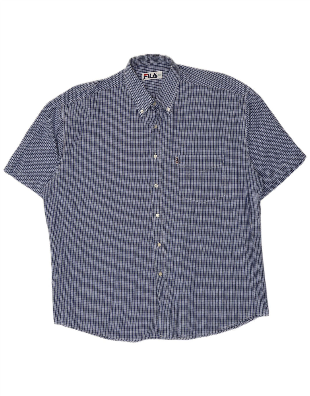Fila Mens Short Sleeve Shirt 2XL Blue Check Cotton