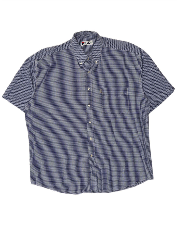 Fila Mens Short Sleeve Shirt 2XL Blue Check Cotton