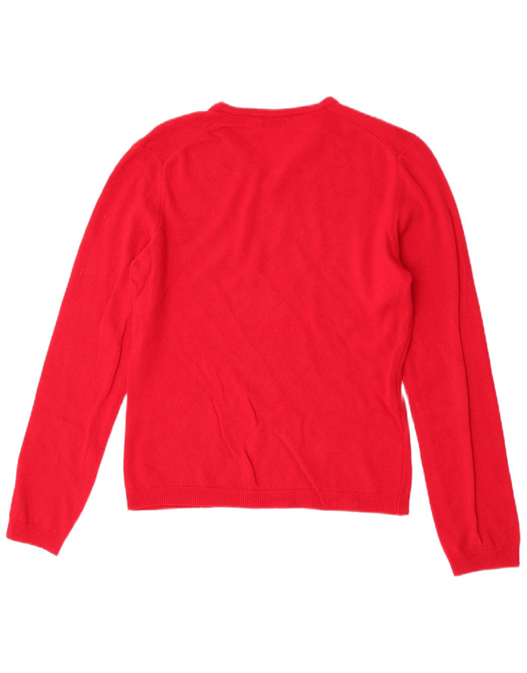 Benetton Womens V-Neck Jumper Sweater UK 16 Large Red New Wool