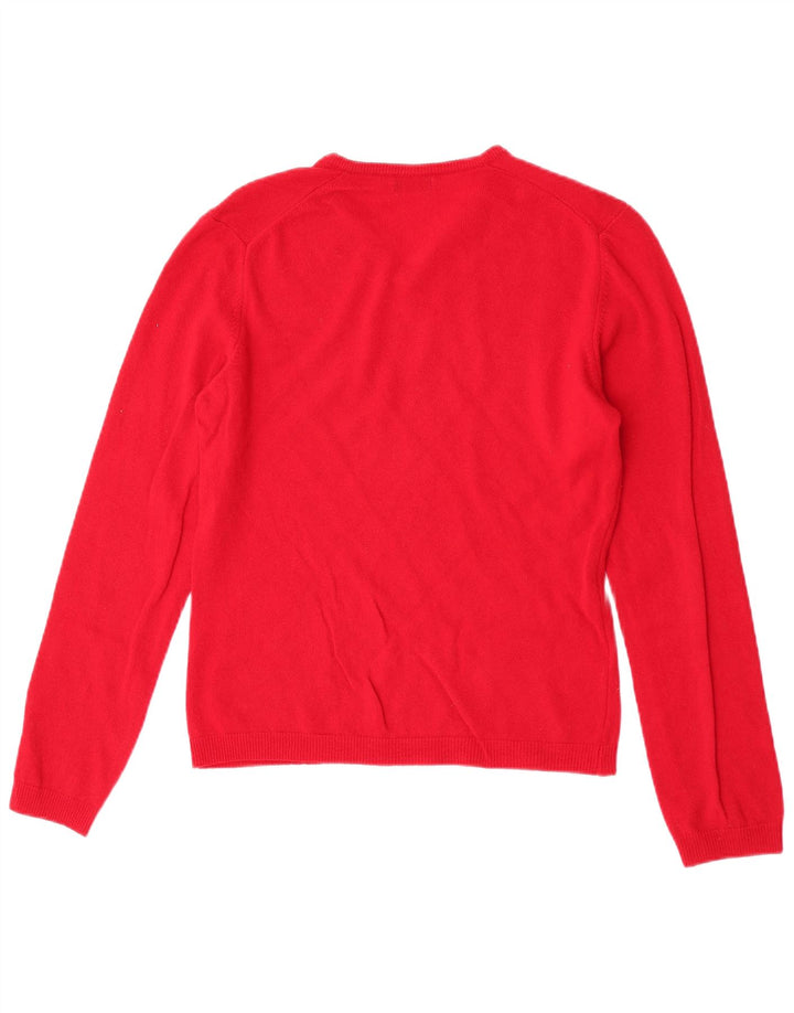 Benetton Womens V-Neck Jumper Sweater UK 16 Large Red New Wool