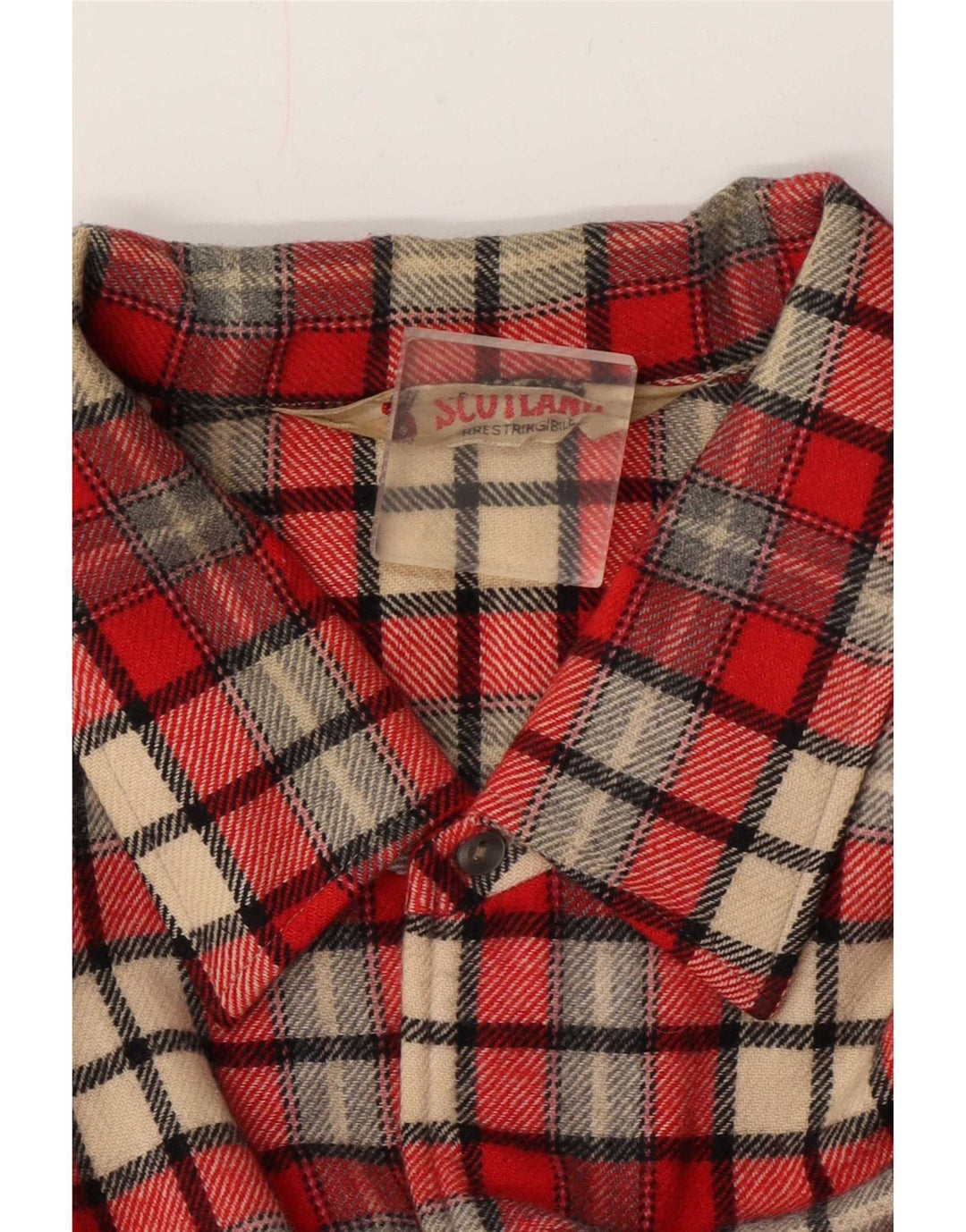 Vintage Mens Flannel Shirt XL Red Check Wool