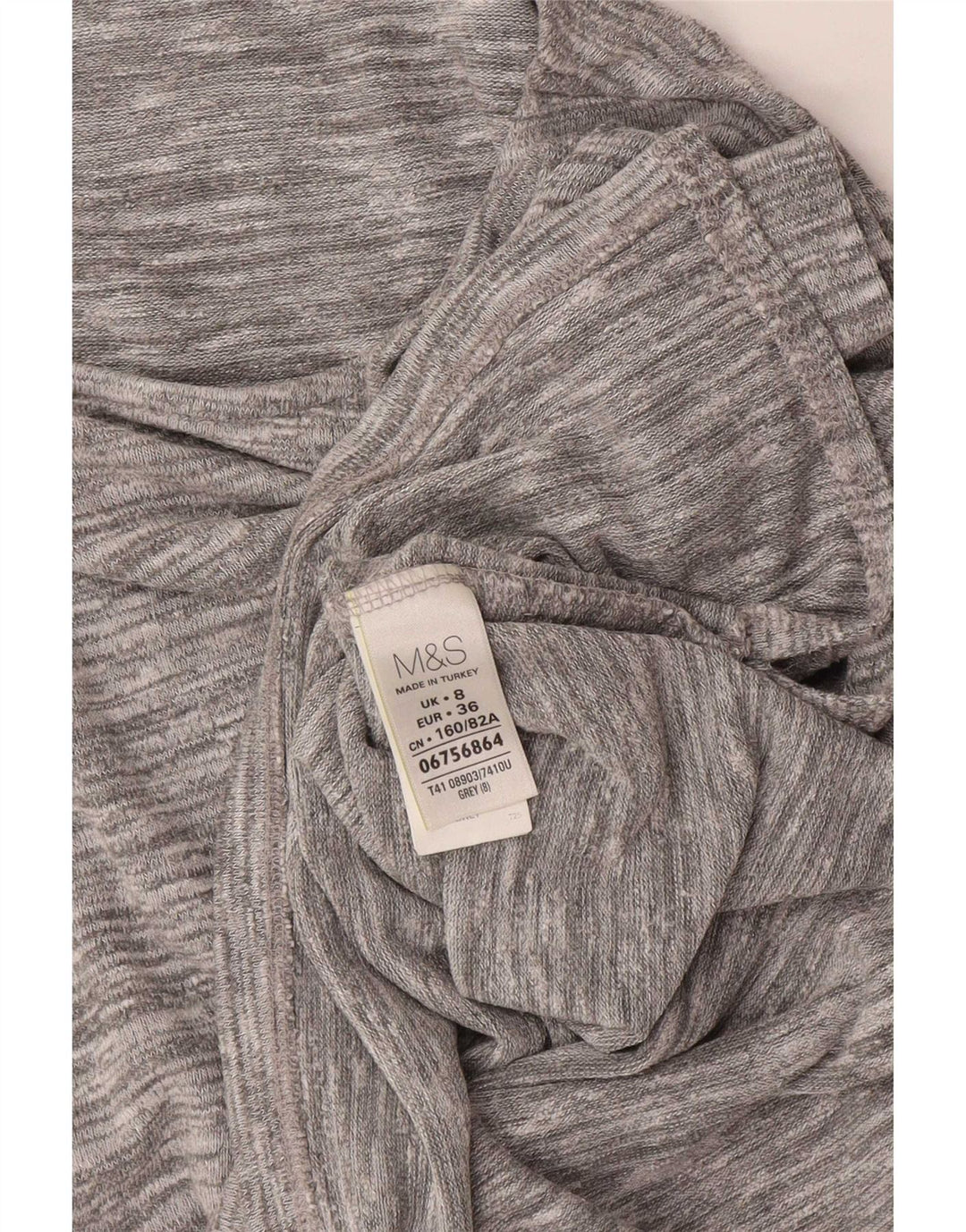 Marks & Spencer Womens Loose Fit Top 3/4 Sleeve UK 8 Small Grey Flecked
