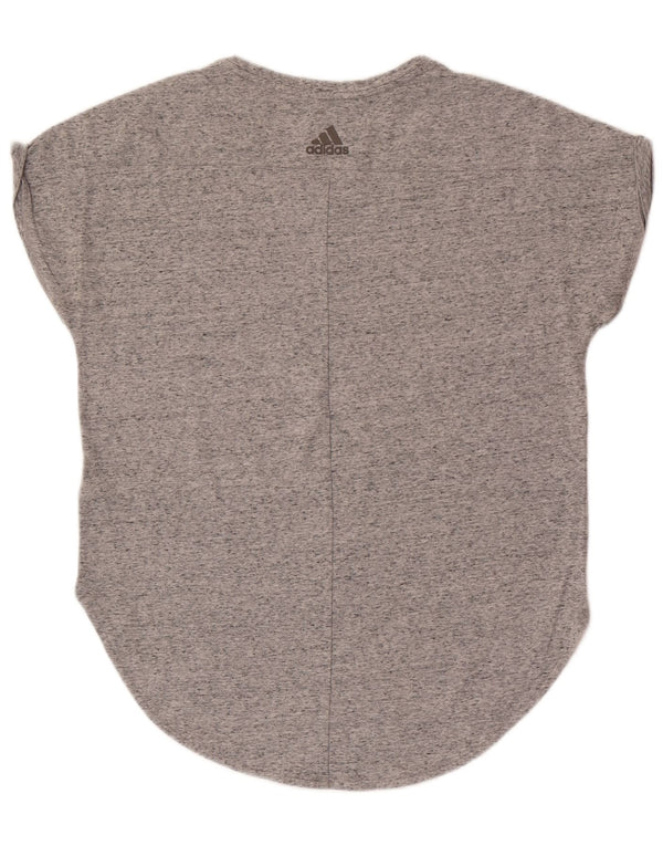 Adidas Womens Climalite T-Shirt Top UK 16/18 Large Grey Flecked Cotton