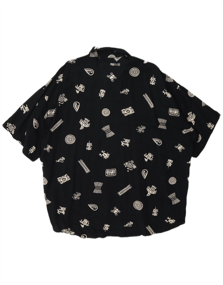 Haupt Mens Abstract Pattern Short Sleeve Shirt UK 45/46 2XL Navy Blue