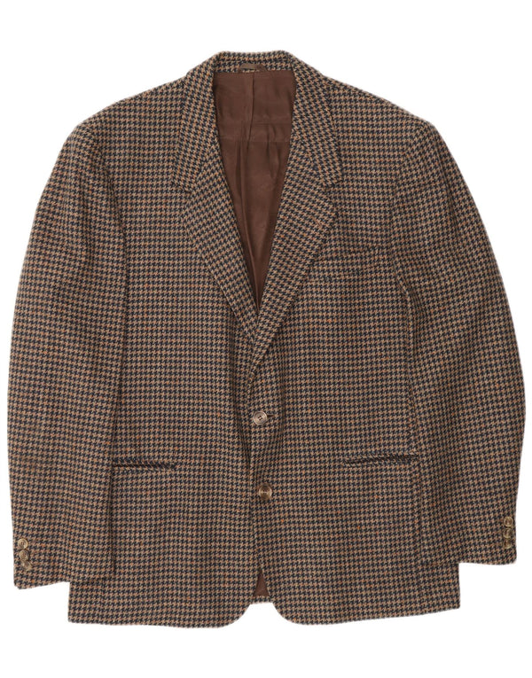 Lanificio Campore Mens 2 Button Blazer Jacket UK 40 Large Brown Houndstooth
